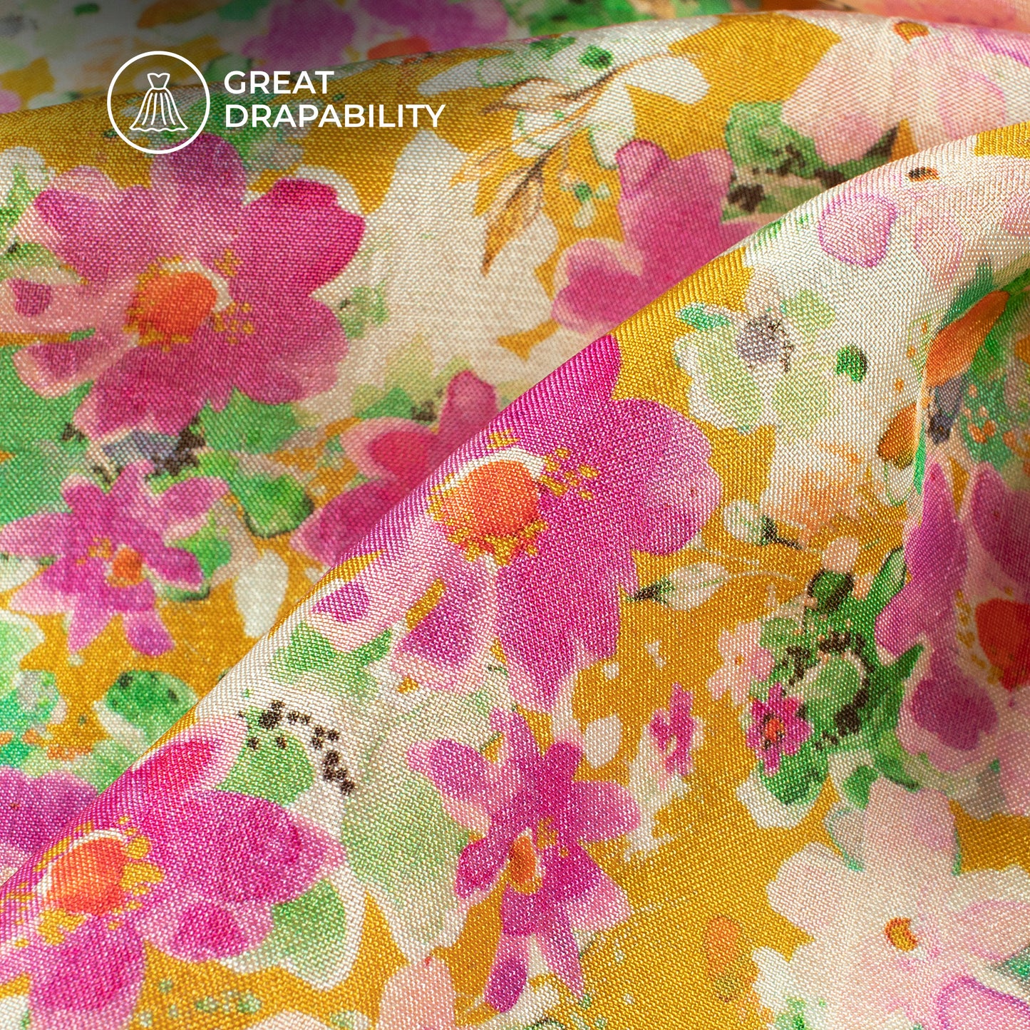 Petals Perfection: Floral Digital Print Viscose Gaji Silk Fabric