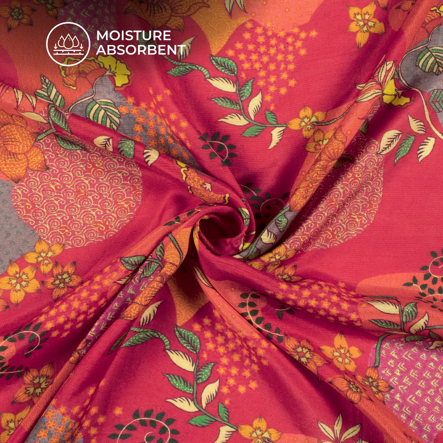 Petals in Paradise: Floral Digital Print Viscose Muslin Fabric