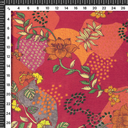 Petals in Paradise: Floral Digital Print Viscose Muslin Fabric