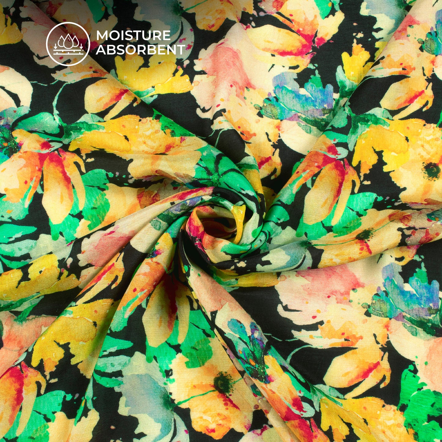 Dazzling Floral: Trendy Digital Print Viscose Muslin Fabric