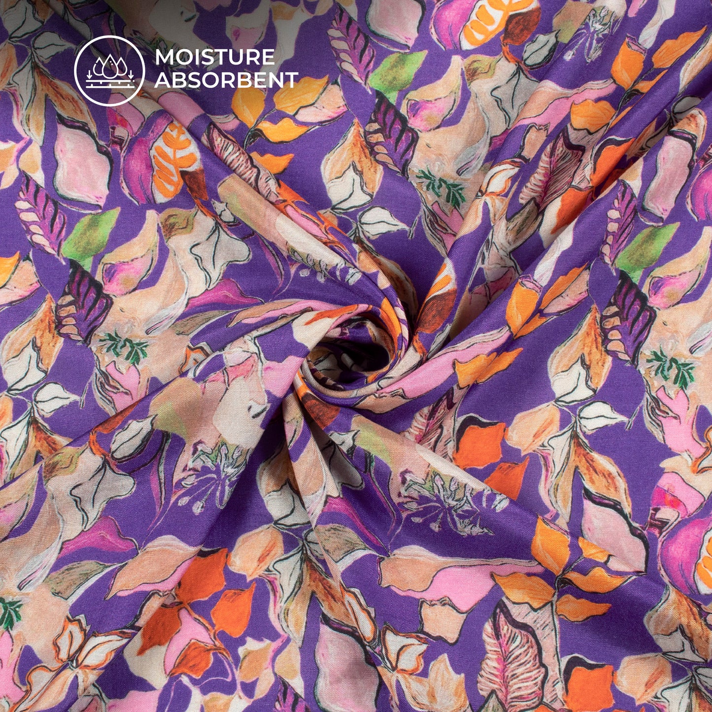 Botanic Beauty: Leafy Delight Digital Print Viscose Muslin Fabric