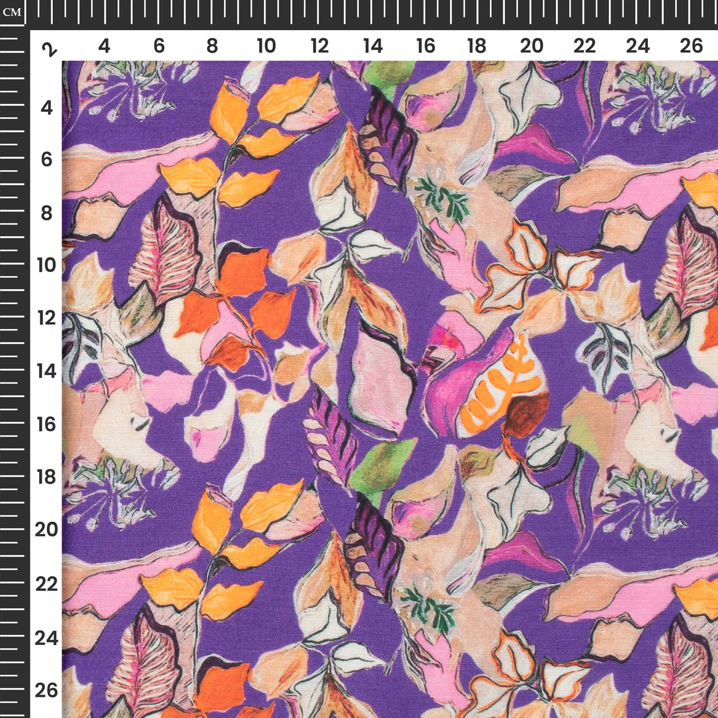 Botanic Beauty: Leafy Delight Digital Print Viscose Muslin Fabric