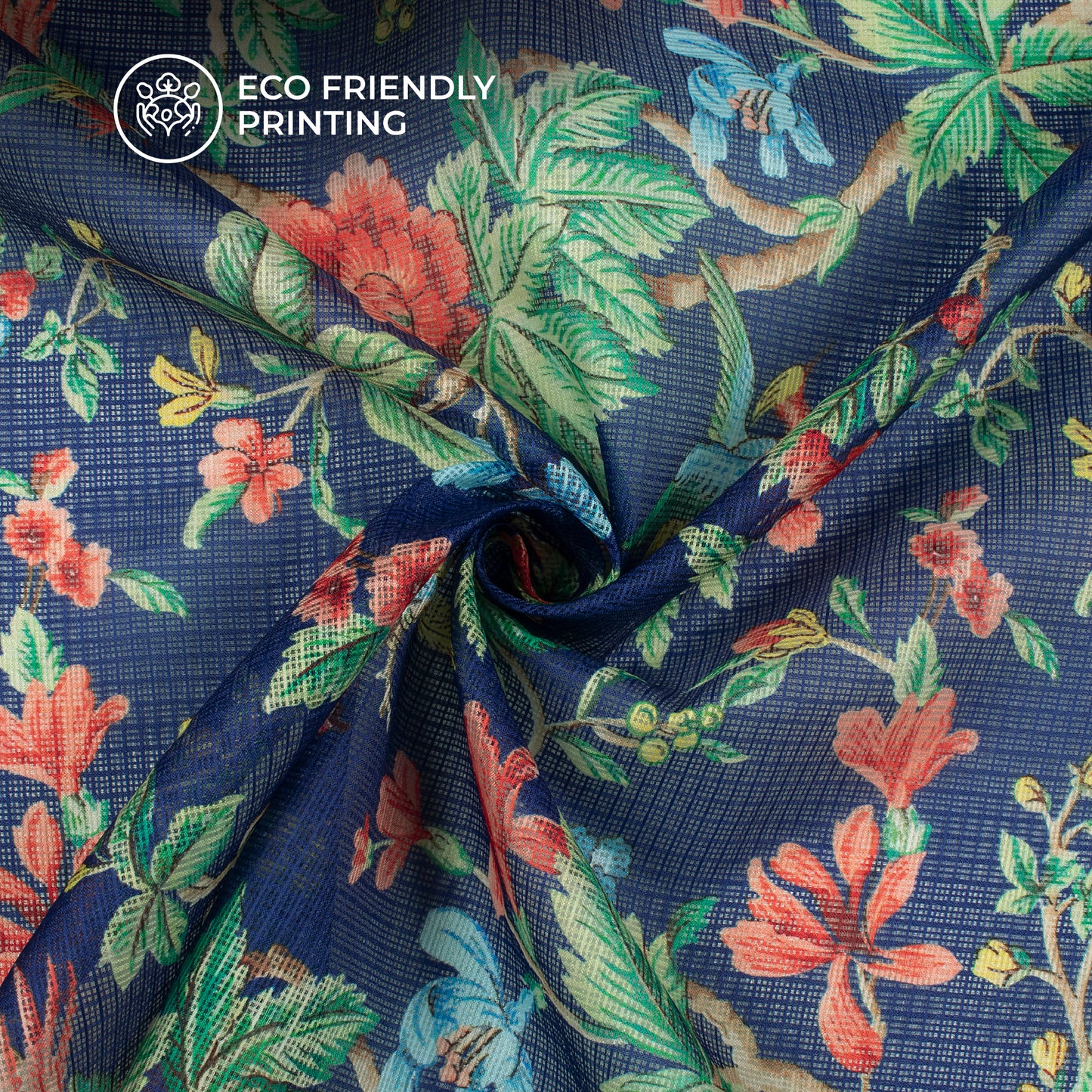 Spring Blossom: Elegant Digital Print Kota Doria Fabric