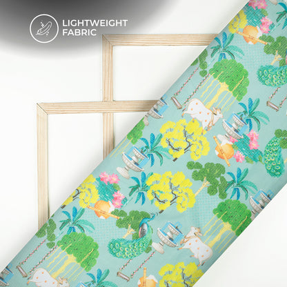 Cultural Treasures: Authentic Pichwaii Digital Print Kota Doria Fabric