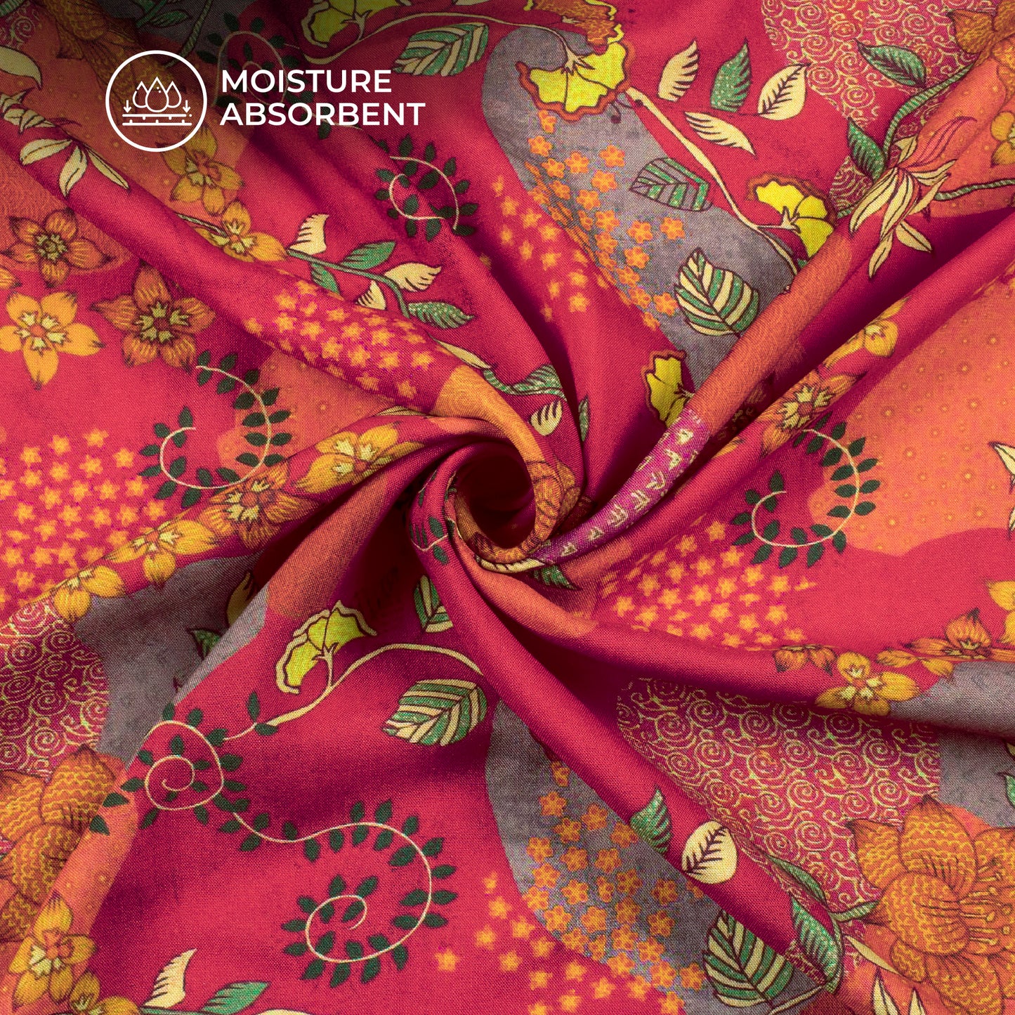 Petals in Paradise: Floral Digital Print Viscose Rayon Fabric (Width 58 Inches)