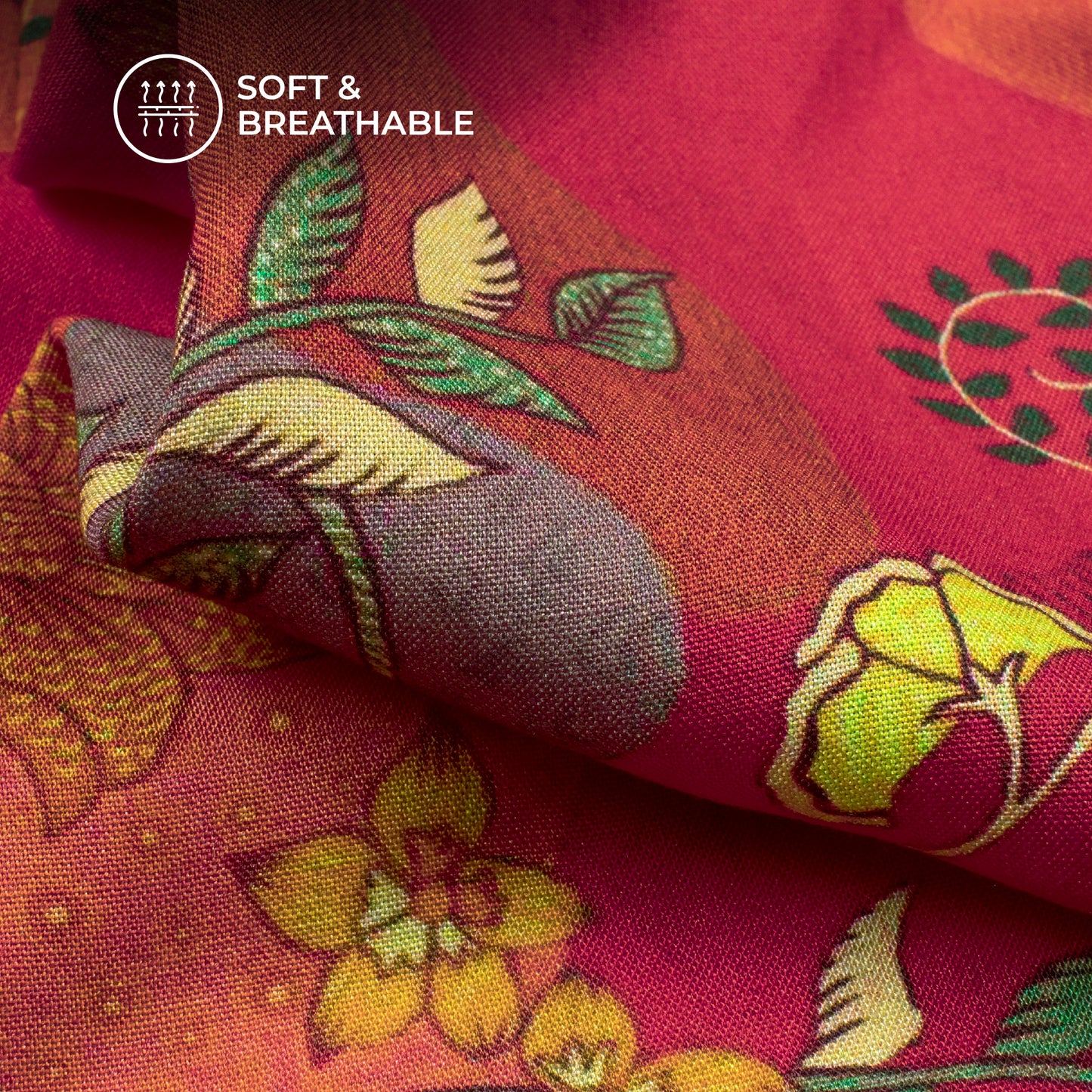 Petals in Paradise: Floral Digital Print Viscose Rayon Fabric (Width 58 Inches)