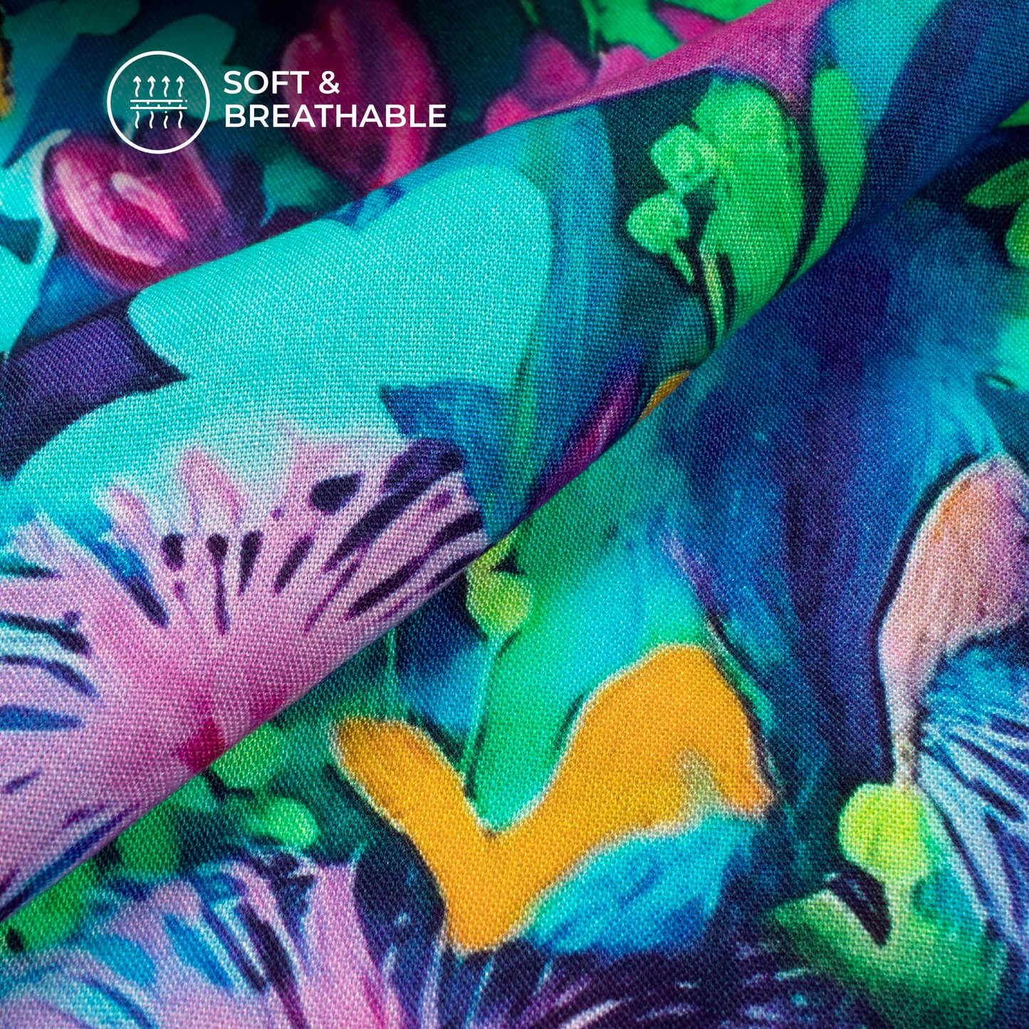 Exquisite Bloom: Magnificent Digital Print Viscose Rayon Fabric (Width 58 Inches)