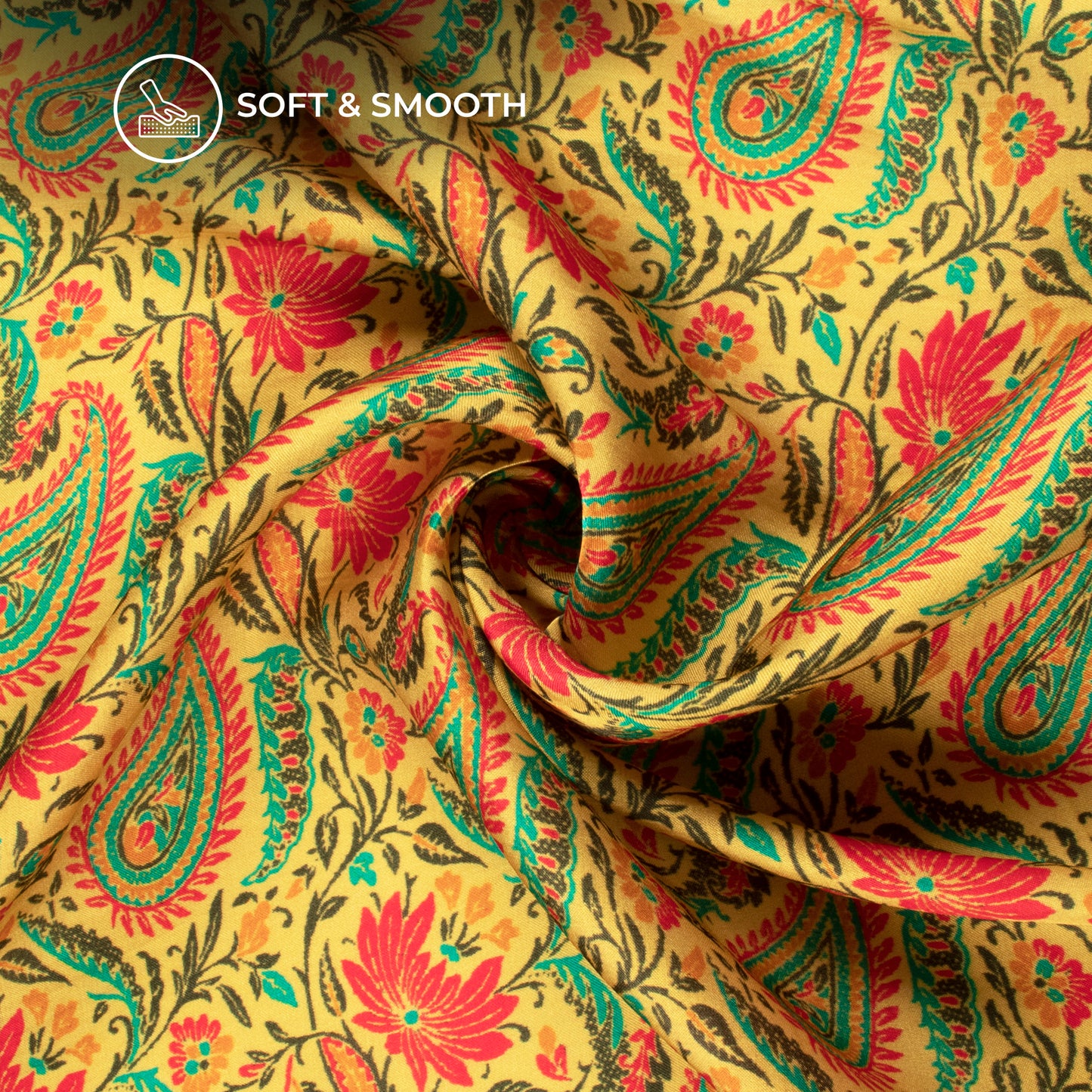 Pure Elegance: Paisley Digital Print Viscose Uppada Silk Fabric