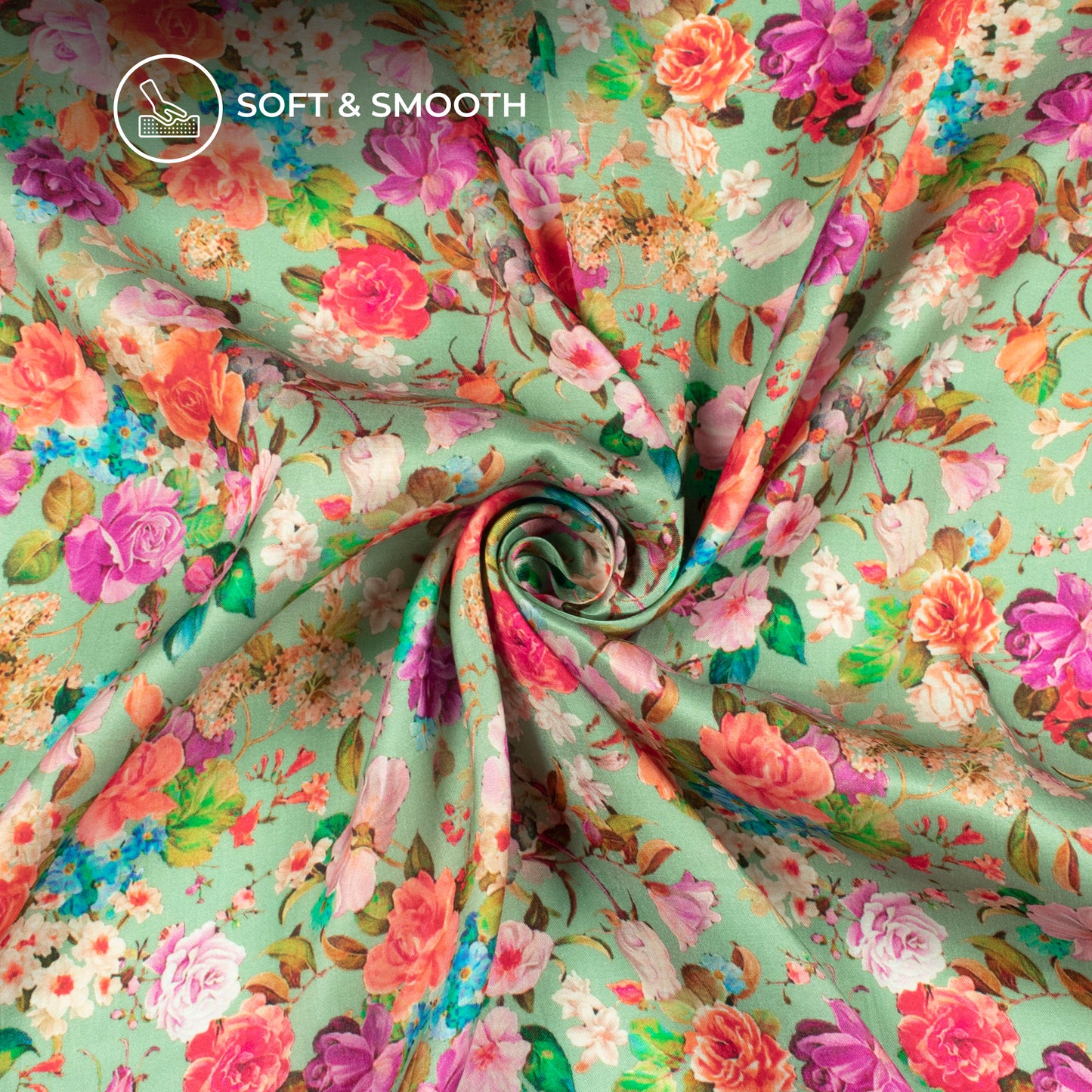 Eternal Blooms: Floral Digital Print Viscose Uppada Silk Fabric