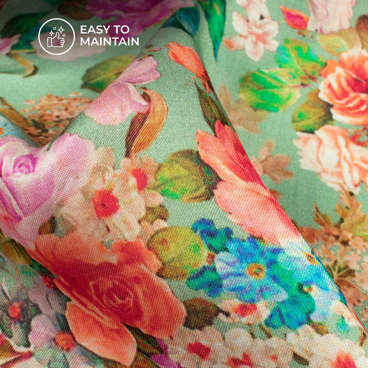 Eternal Blooms: Floral Digital Print Viscose Uppada Silk Fabric