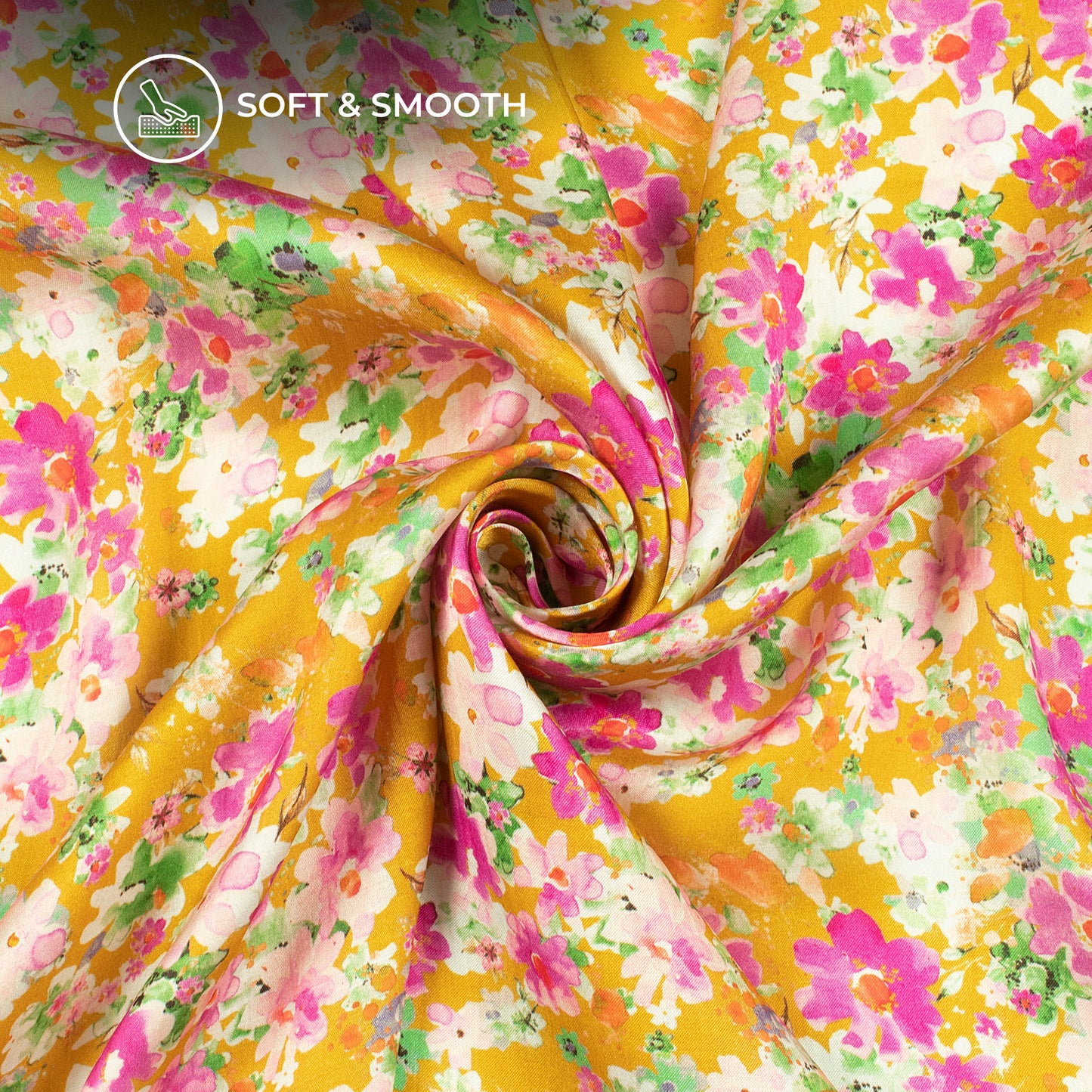 Petals Perfection: Floral Digital Print Viscose Uppada Silk Fabric