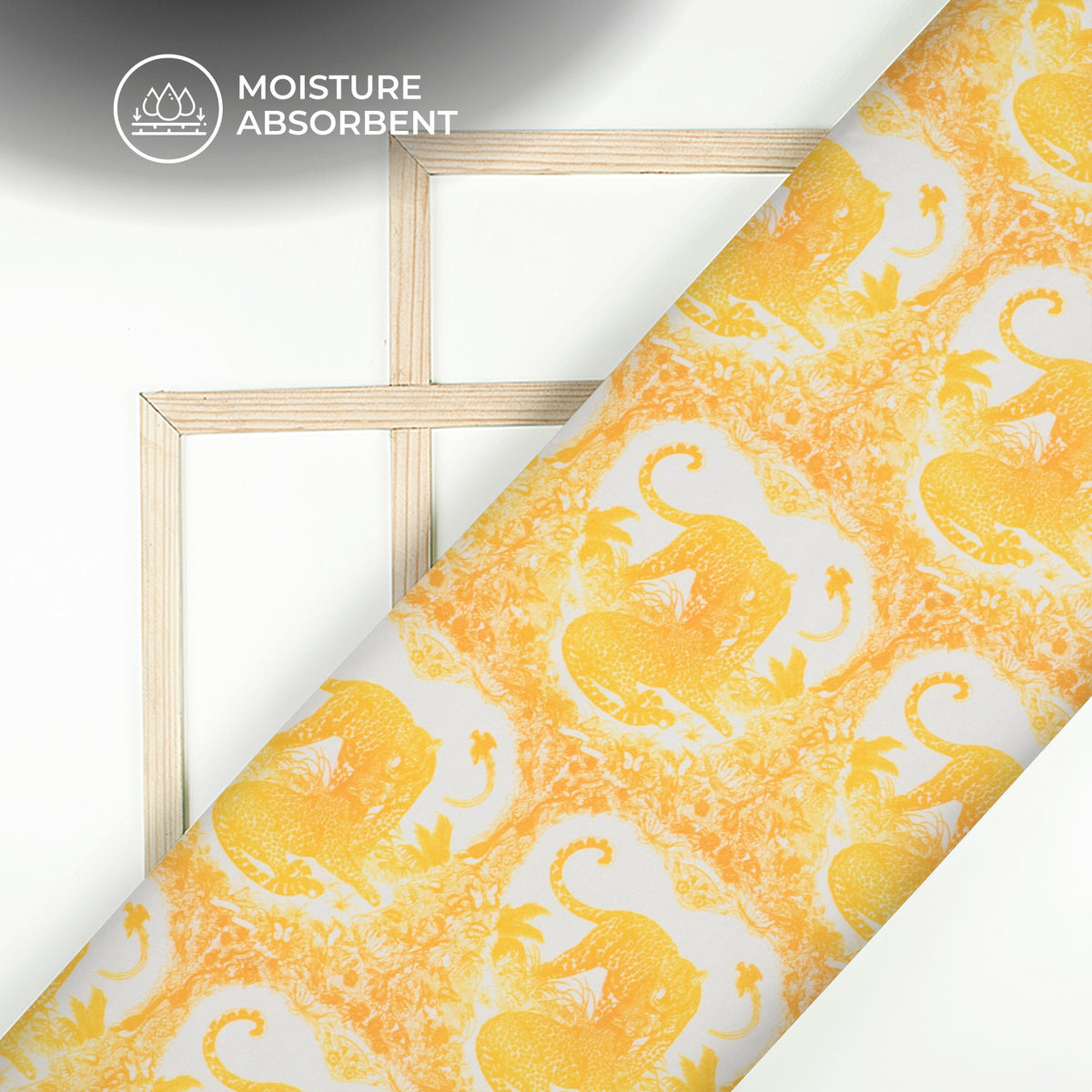 Enchanted Forest: Nature-Inspired Yellow Digital Print Rayon Fabric