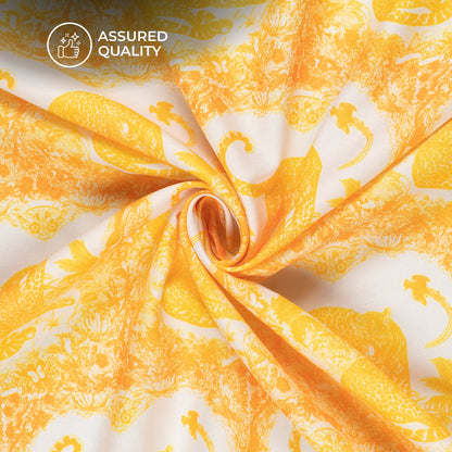 Enchanted Forest: Nature-Inspired Yellow Digital Print Rayon Fabric