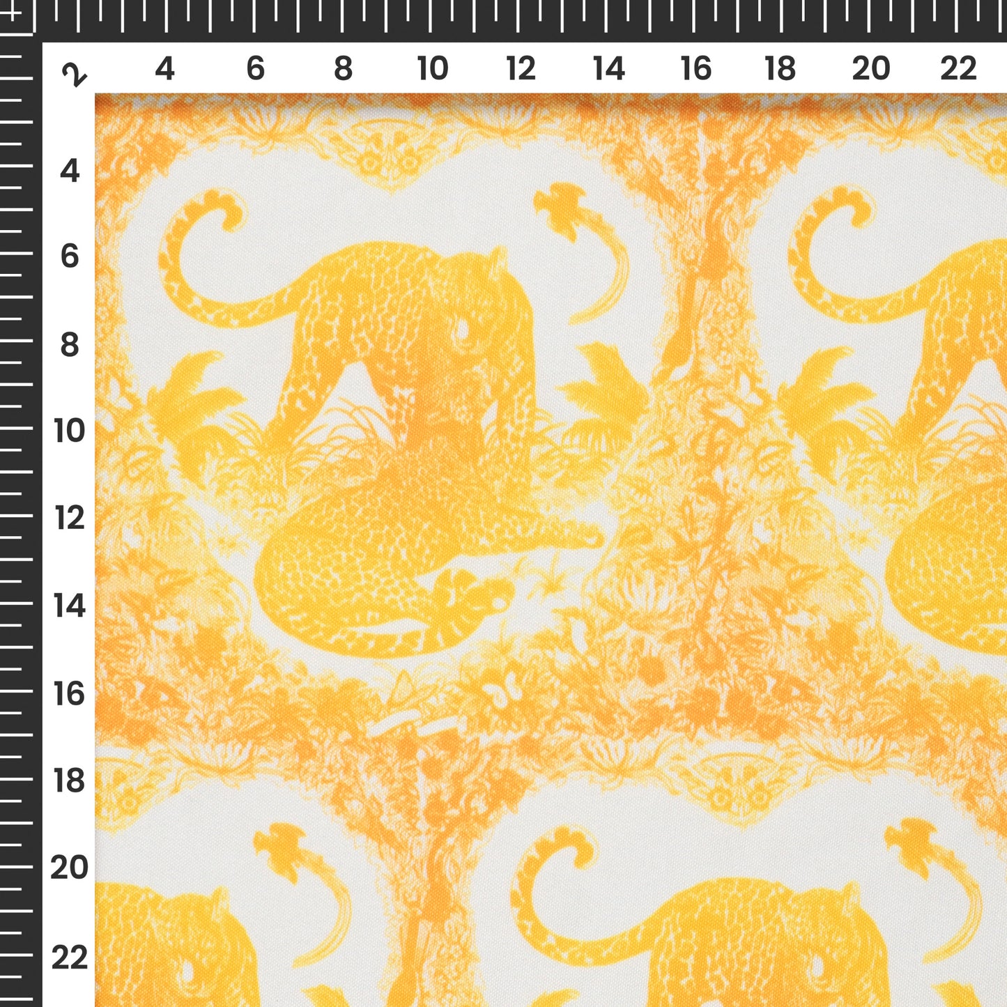 Enchanted Forest: Nature-Inspired Yellow Digital Print Rayon Fabric