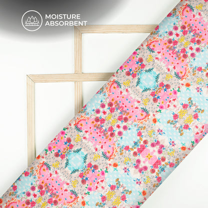 Ethereal Garden: Vibrant Floral Digital Print Rayon Fabric