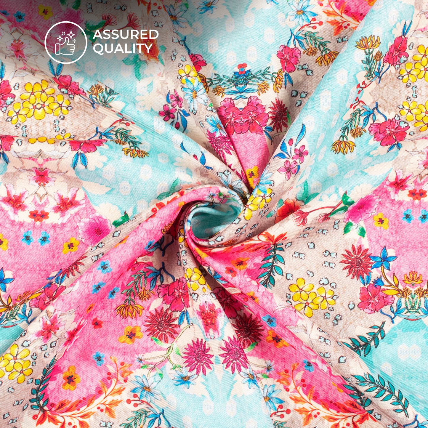 Ethereal Garden: Vibrant Floral Digital Print Rayon Fabric