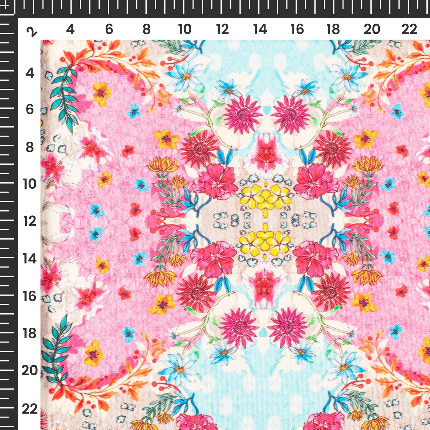 Ethereal Garden: Vibrant Floral Digital Print Rayon Fabric