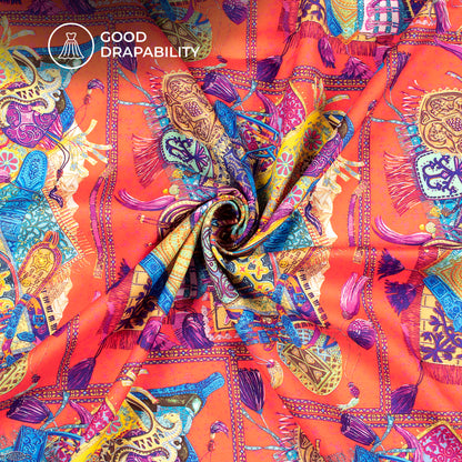 Trendy Quirky Digital Print Butter Crepe Fabric