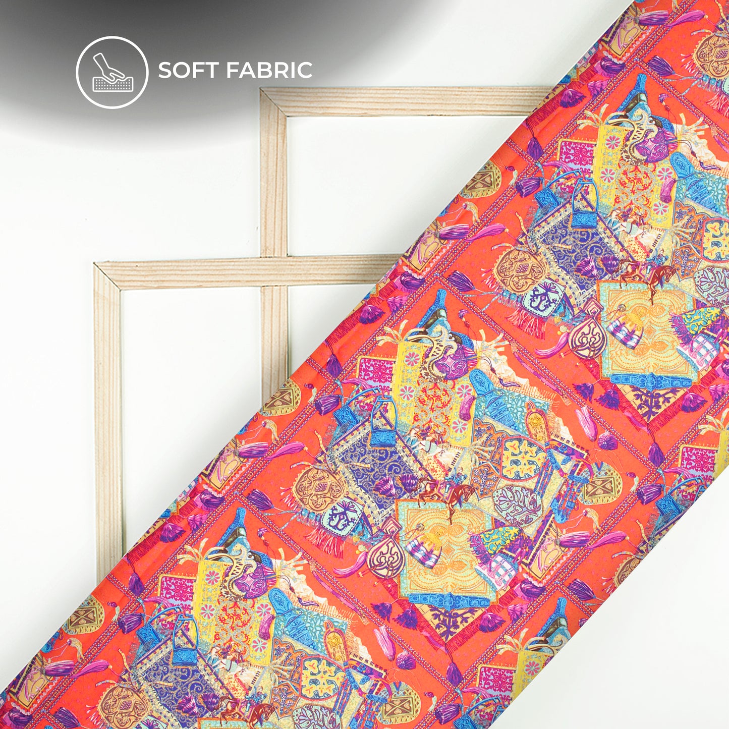 Trendy Quirky Digital Print Butter Crepe Fabric