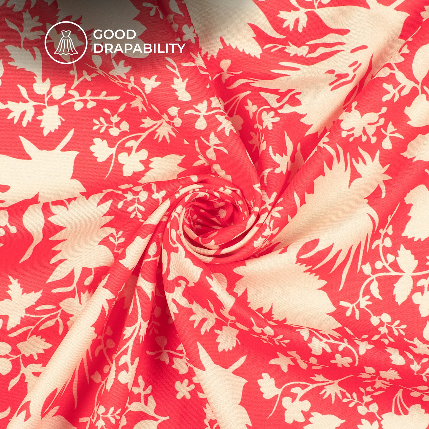 Serenity's Touch: Gentle Floral Digital Print Butter Crepe Fabric