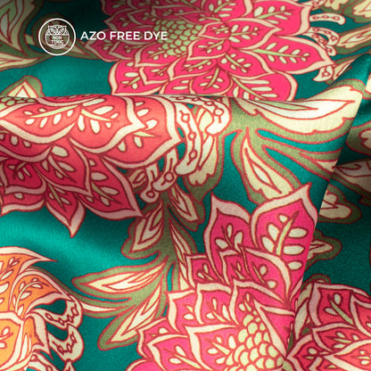 Enchanting Blossom: Luxurious Floral Digital Print Japan Satin Fabric