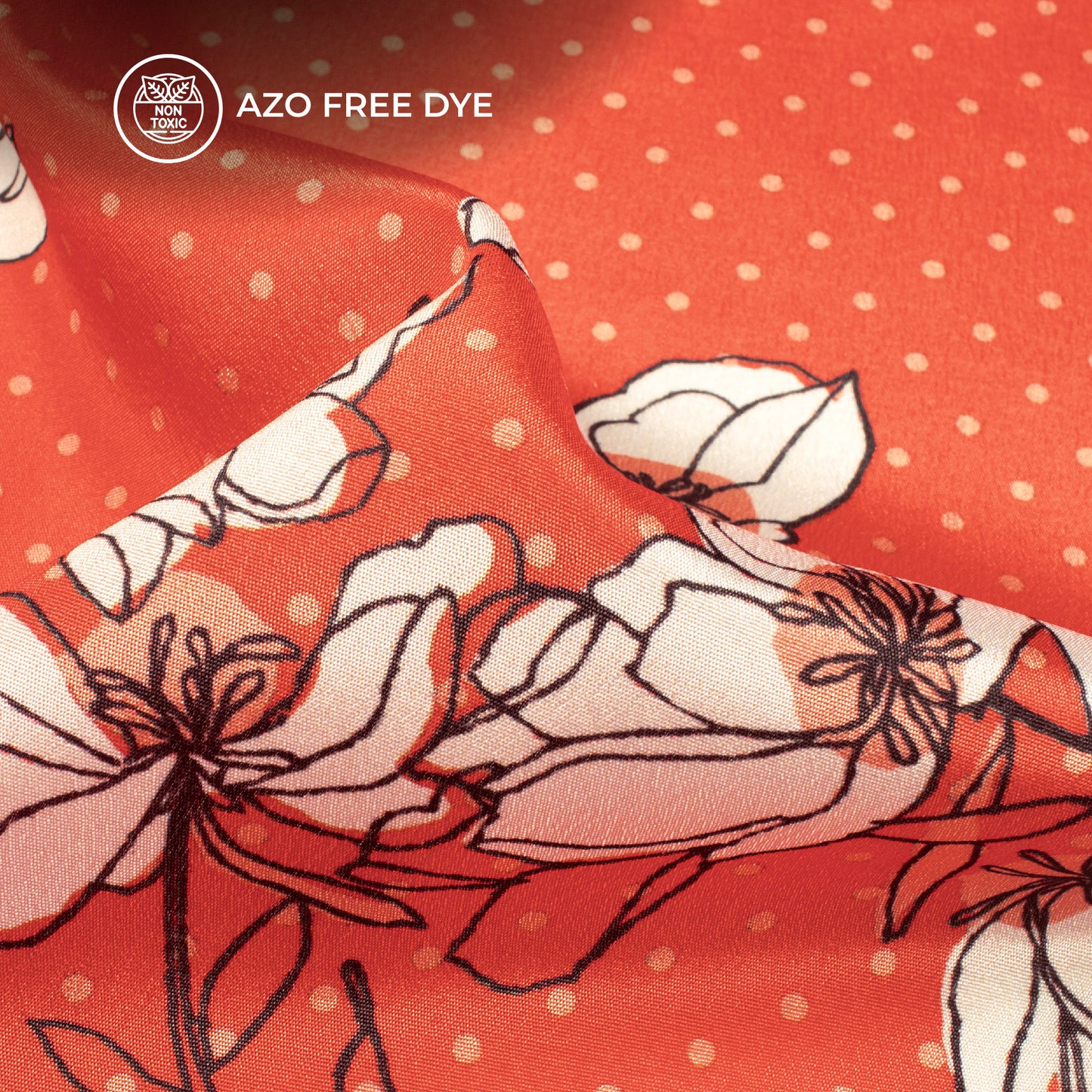 Blooming Blossoms: Fashionable Floral Digital Print Crepe Silk Fabric