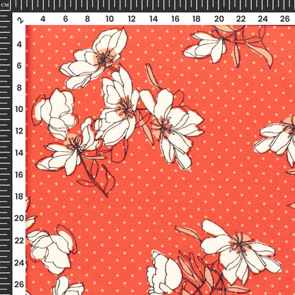 Blooming Blossoms: Fashionable Floral Digital Print Crepe Silk Fabric