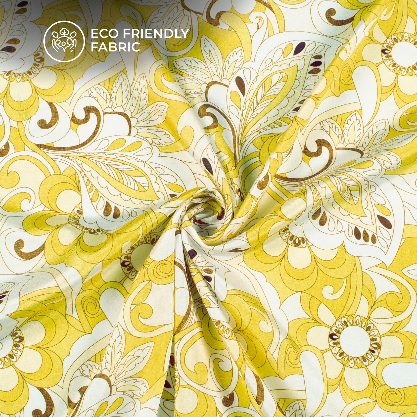 Sophisticated Styles: Yellow Digital Print Crepe Silk Fabric