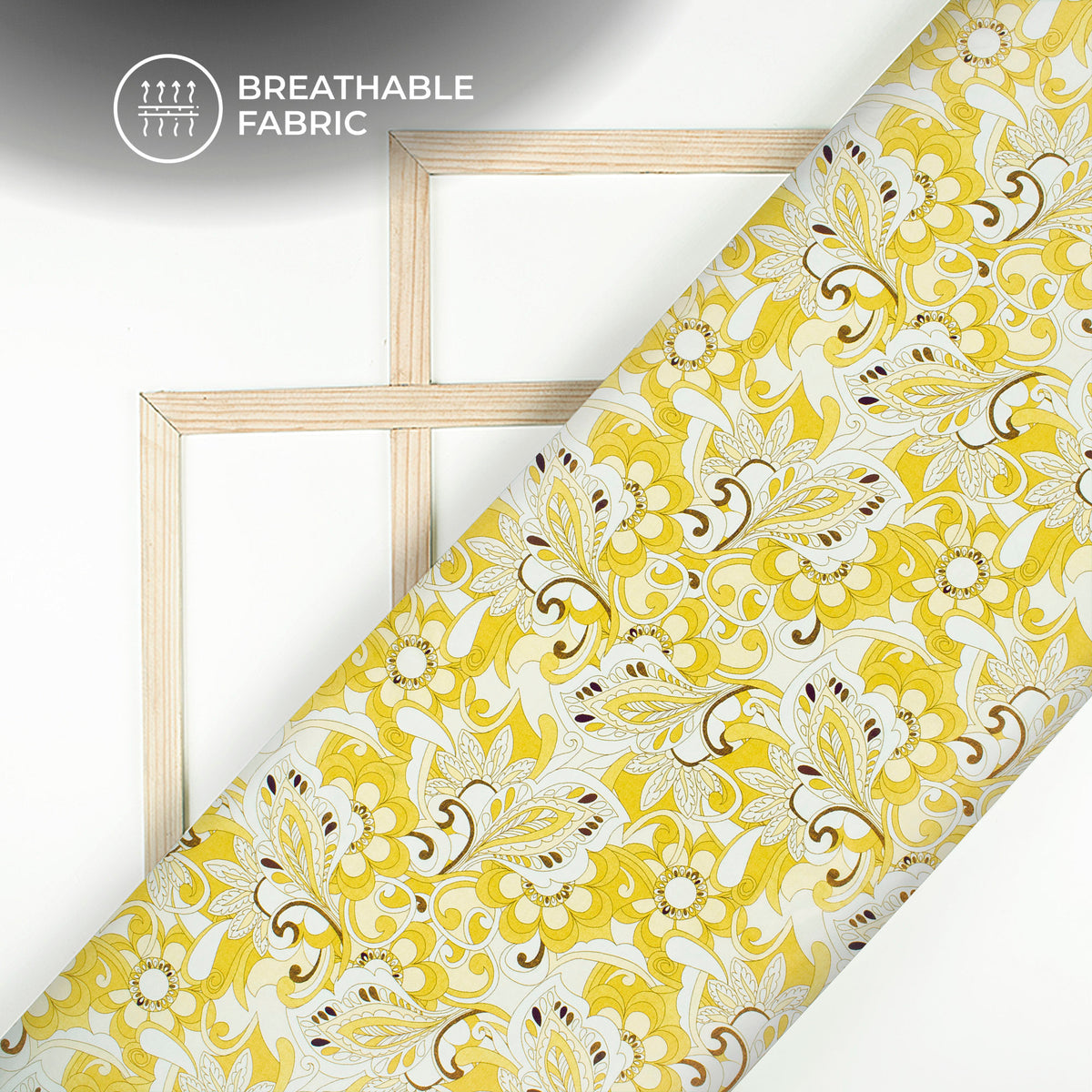 Sophisticated Styles: Yellow Digital Print Crepe Silk Fabric