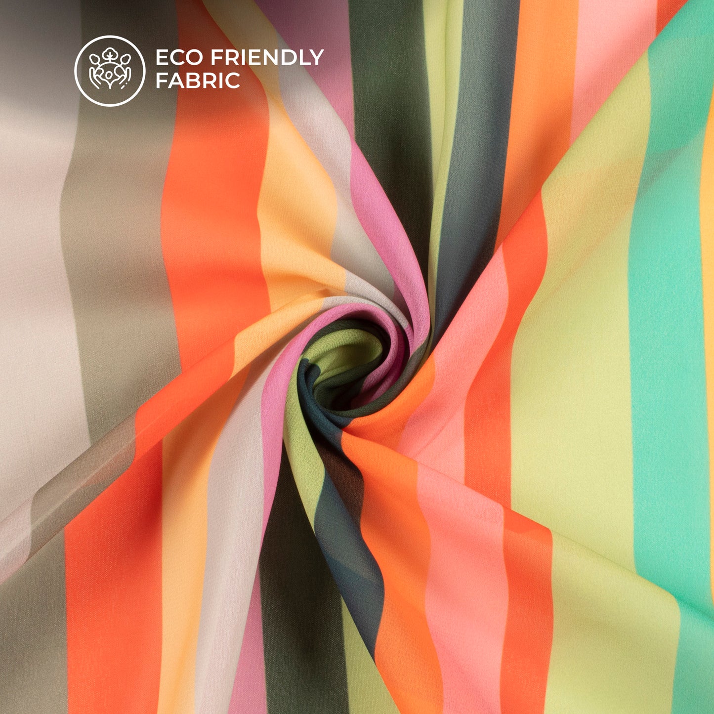 Dreamy Rainbow Stripes: High-Quality Digital Print Georgette Fabric