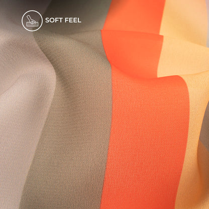 Dreamy Rainbow Stripes: High-Quality Digital Print Georgette Fabric