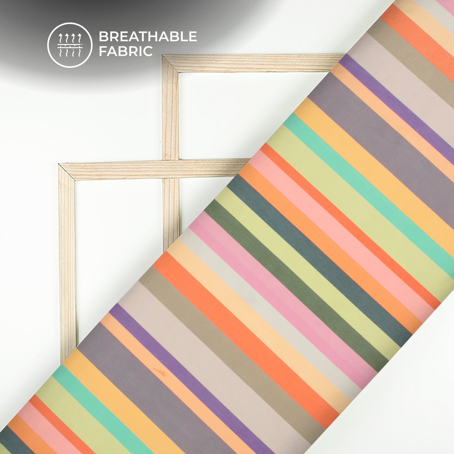 Dreamy Rainbow Stripes: High-Quality Digital Print Georgette Fabric