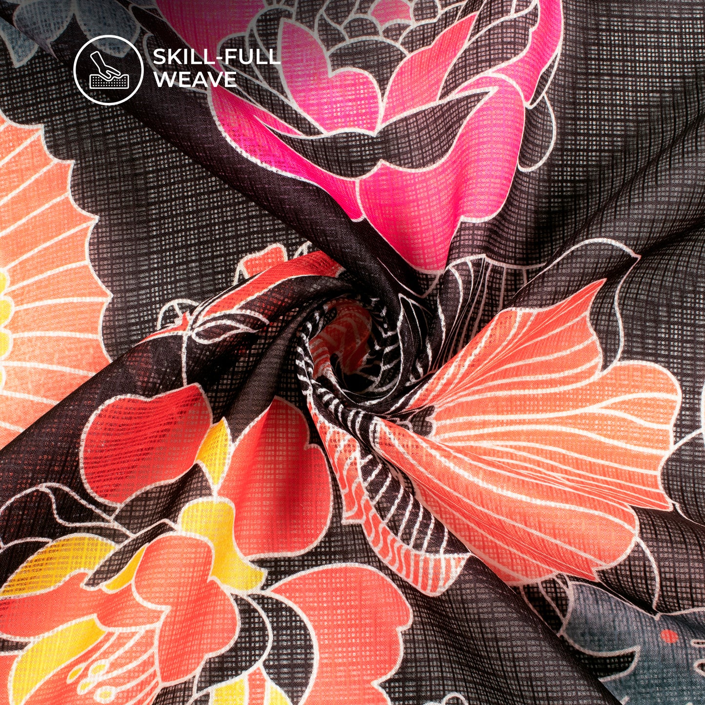 Floral Opulence Unveiled: Floral  Digital Print Kota Doria Fabric