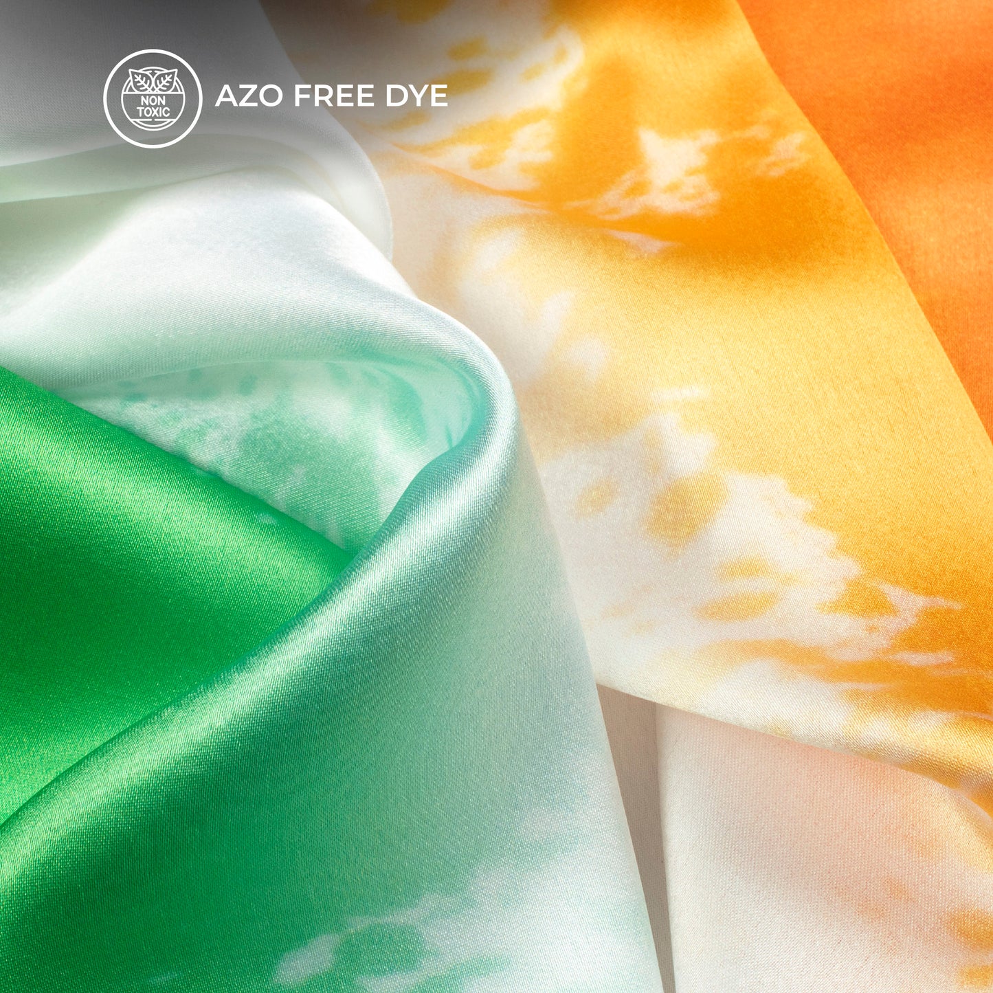 Celebrate in Style: Tri-Color Digital Print Japan Satin Fabric