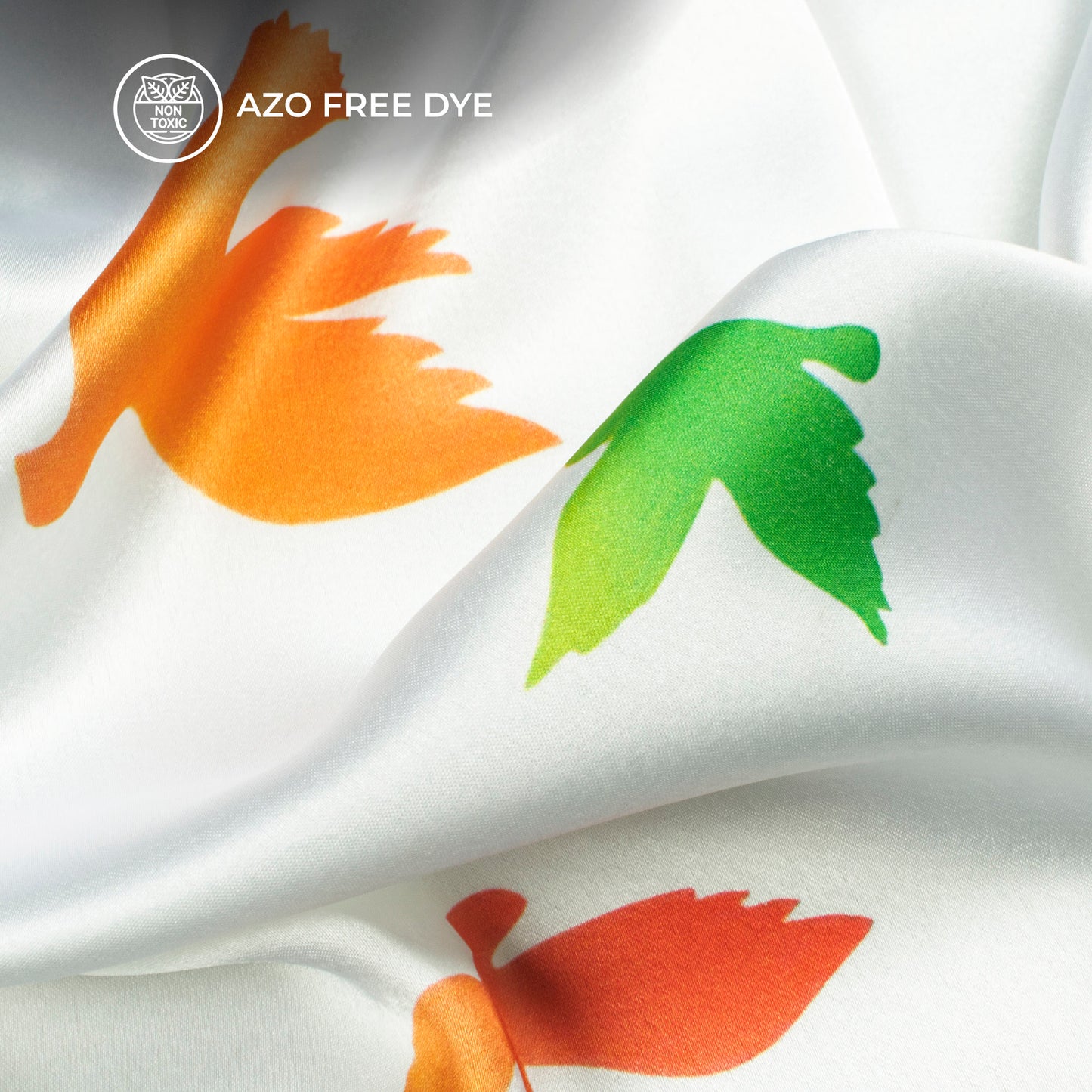 Freedom's Flair: Tri-Color Bird Digital Print Japan Satin Fabric