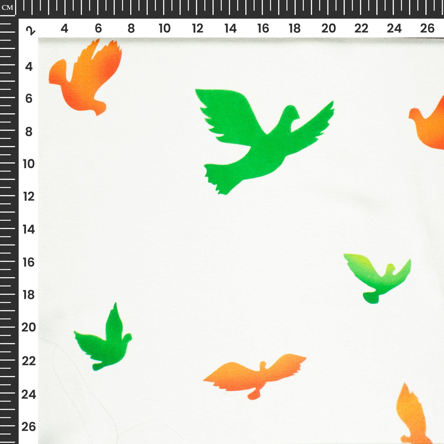 Freedom's Flair: Tri-Color Bird Digital Print Japan Satin Fabric