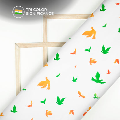 Freedom's Flair: Tri-Color Bird Digital Print Japan Satin Fabric