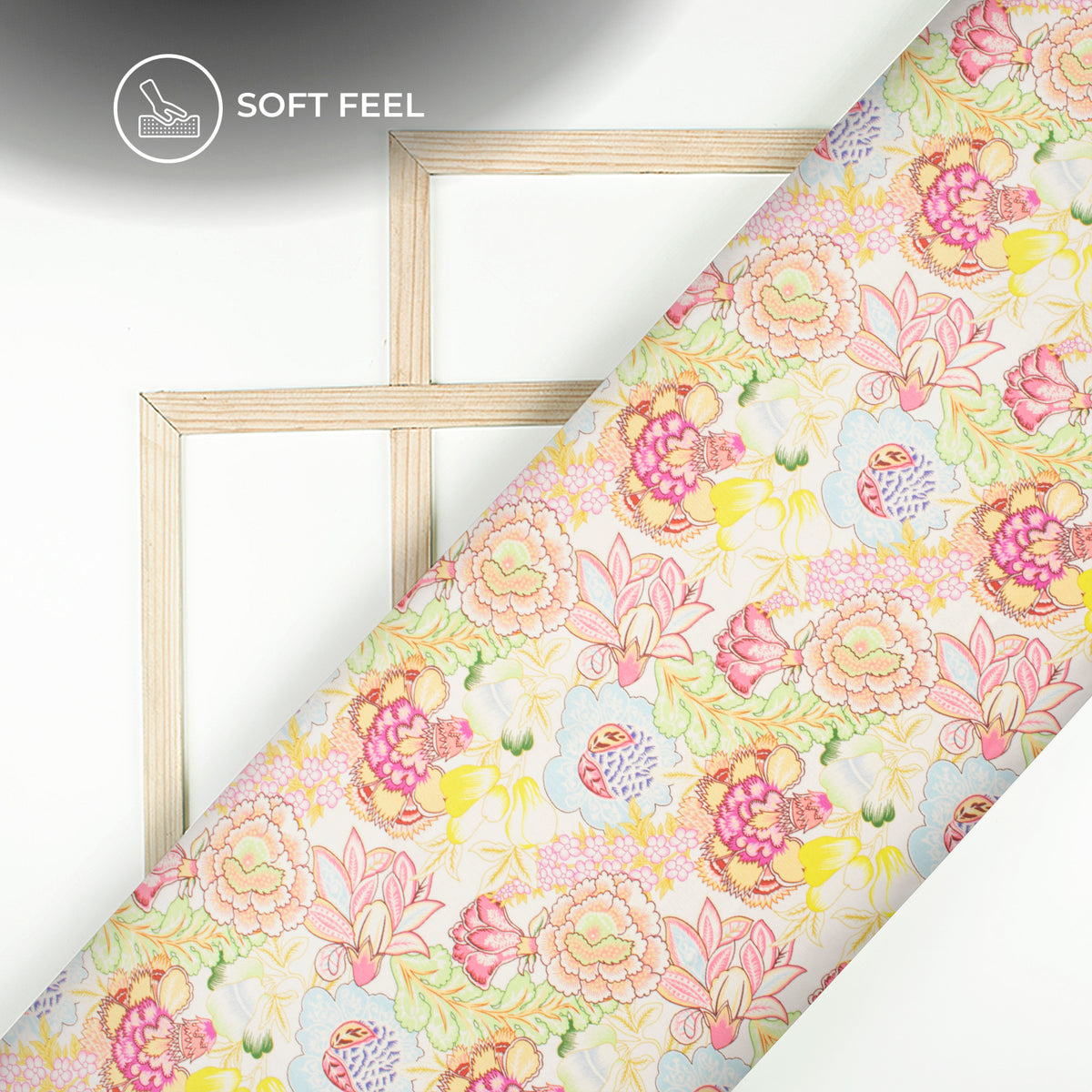 Multicolor Floral Digital Print Japan Satin Fabric