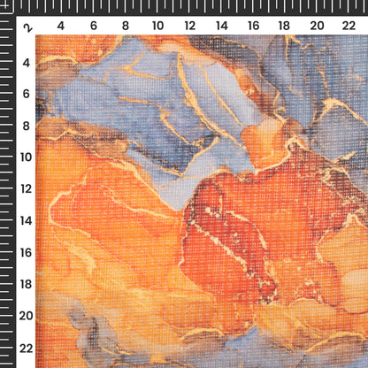 Golden Edge Tye And Dye Digital Print Kota Doria Fabric