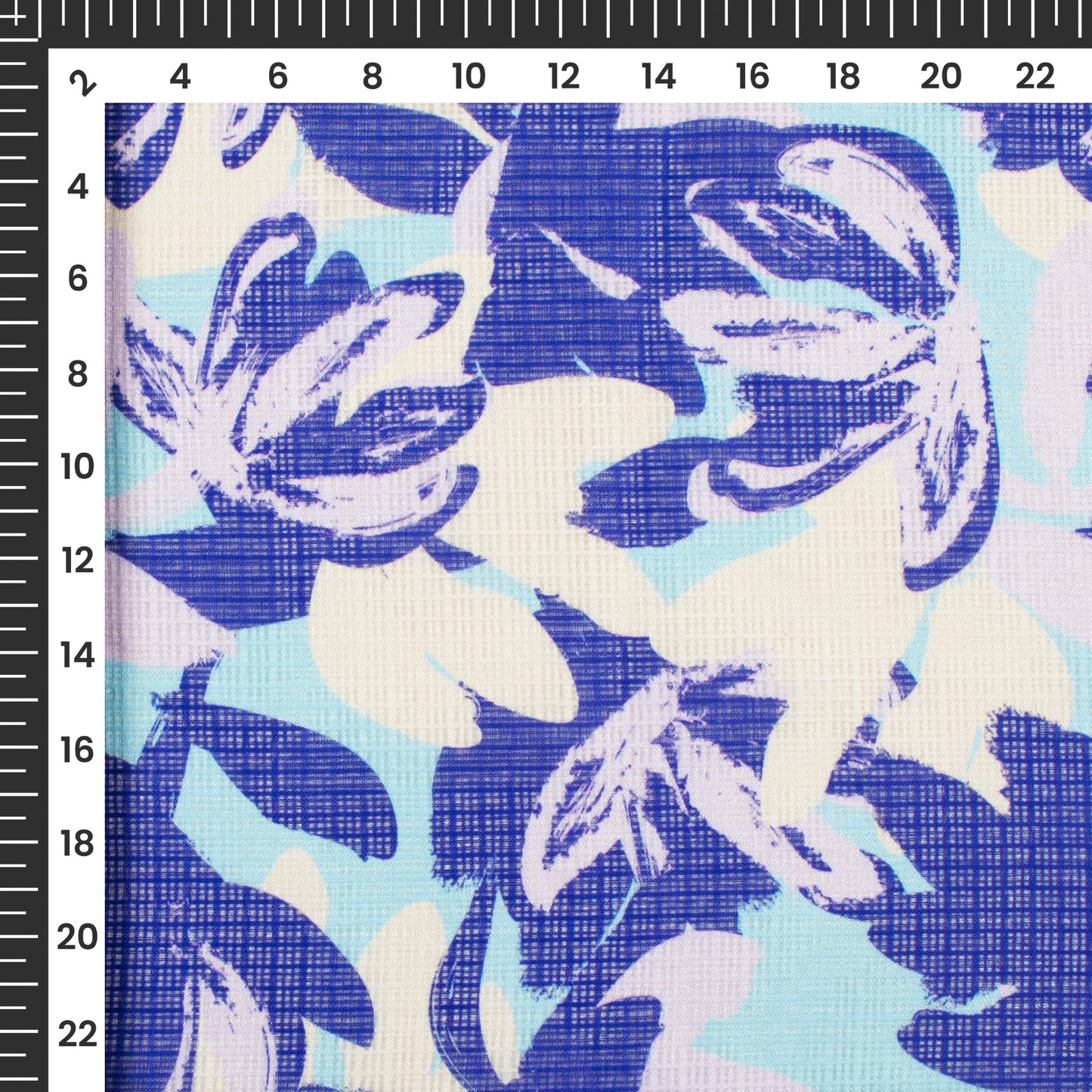 Royal Blue Abstract Floral Digital Print Kota Doria Fabric