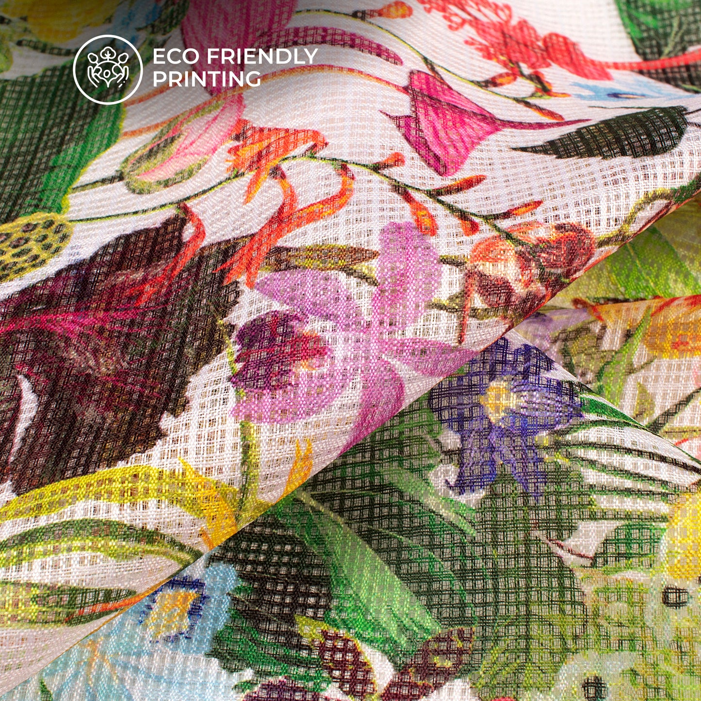 Trendy Multicolor Floral Digital Print Kota Doria Fabric