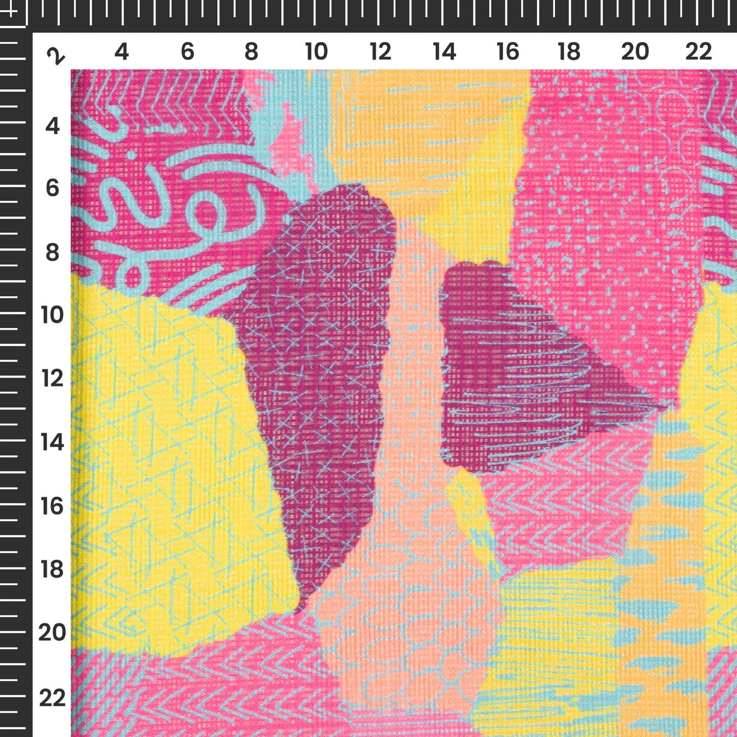 Pink Abstract Quirky Digital Print Kota Doria Fabric