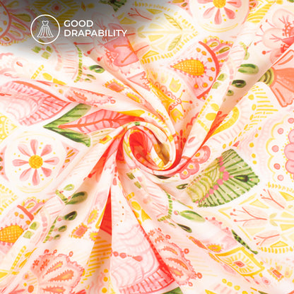 Exclusive Traditional Mugal Art Digital Print Butter Crepe Fabric