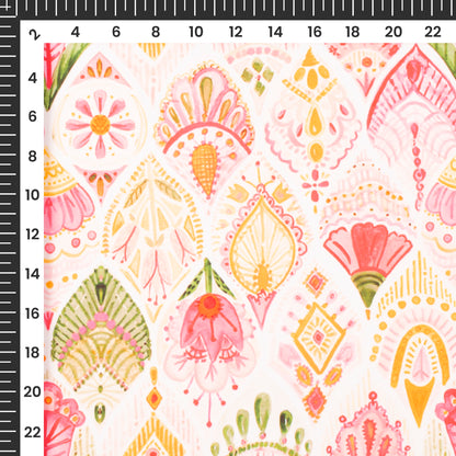 Exclusive Traditional Mugal Art Digital Print Butter Crepe Fabric