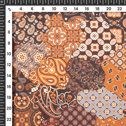 Ethnic Paisley Patchwork Digital Print Butter Crepe Fabric