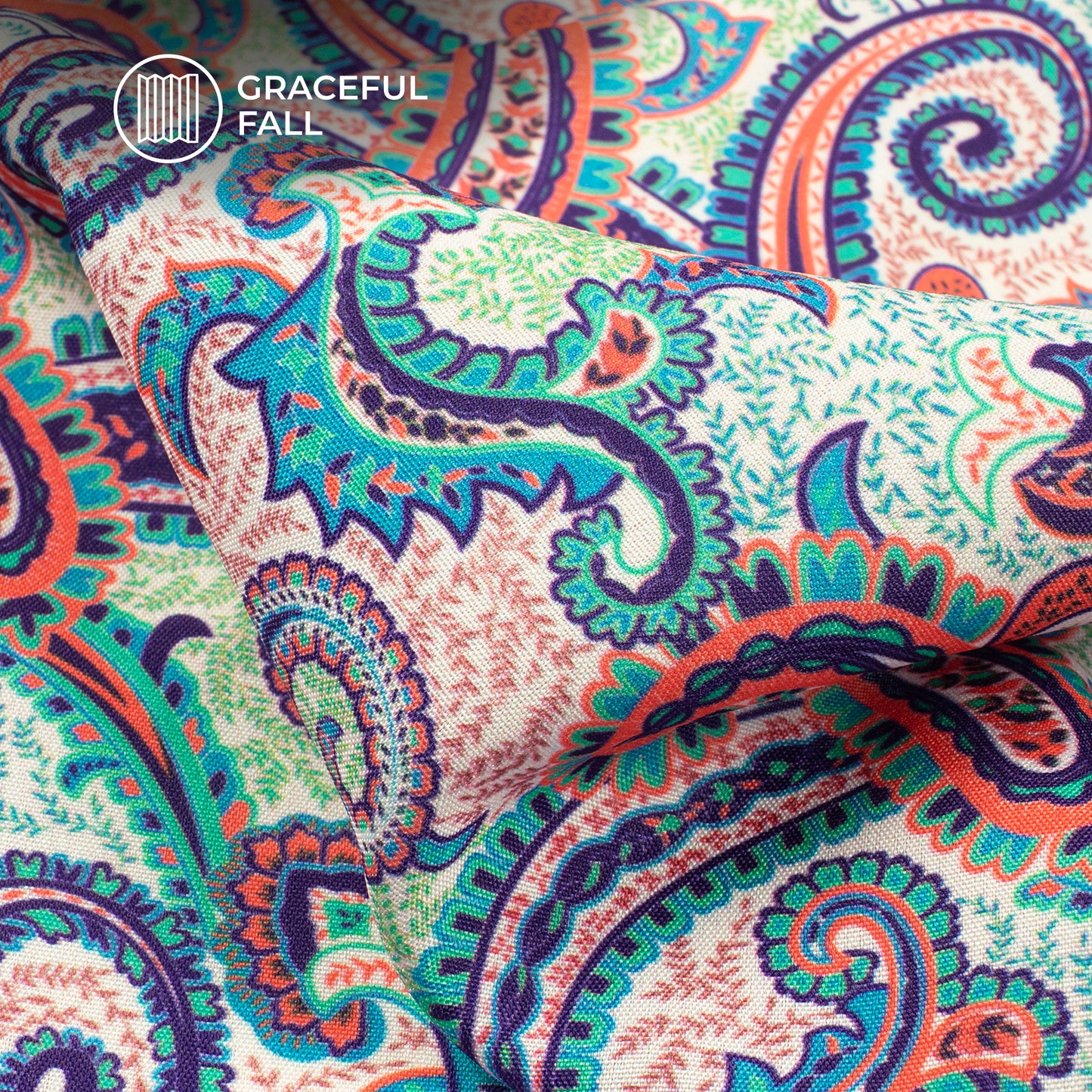 Royal Seamless Paisley Digital Print Butter Crepe Fabric