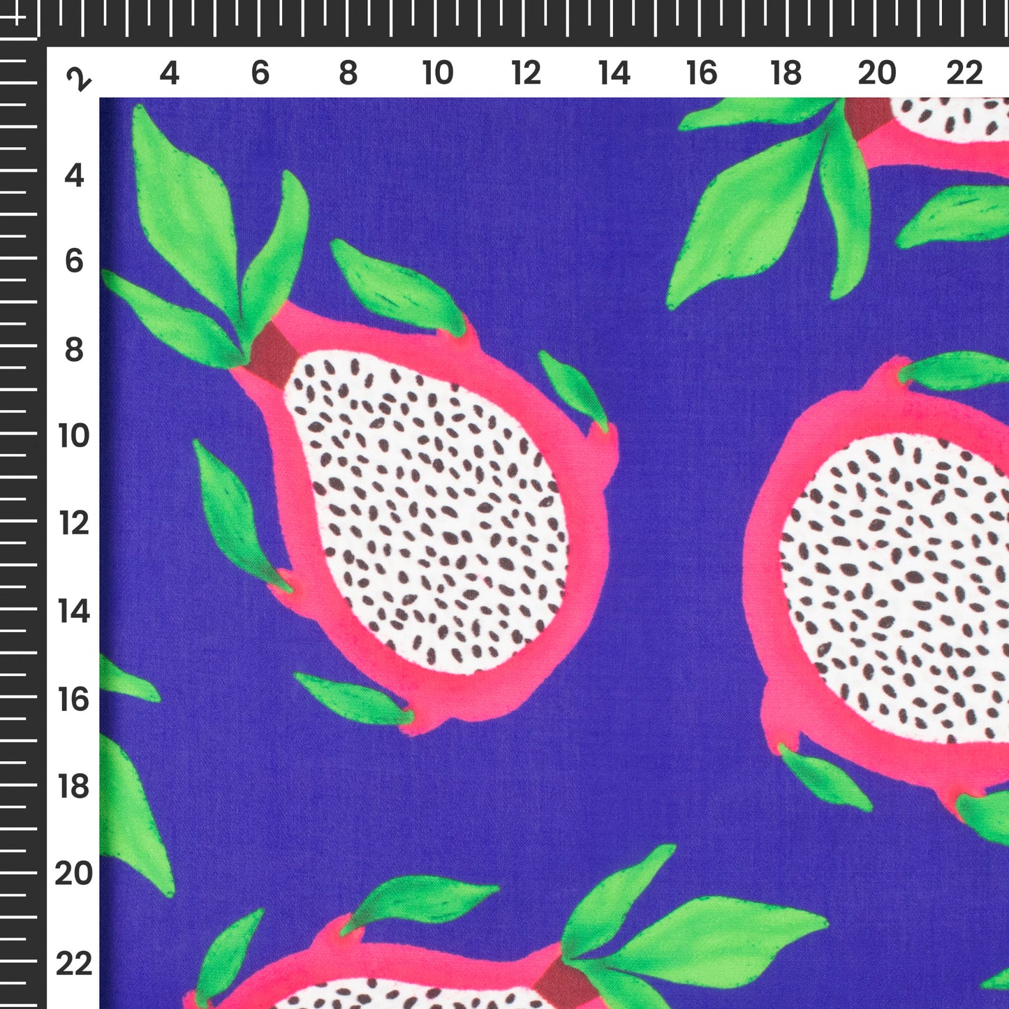 Royal Dragon Fruit Digital Print Georgette Satin Fabric