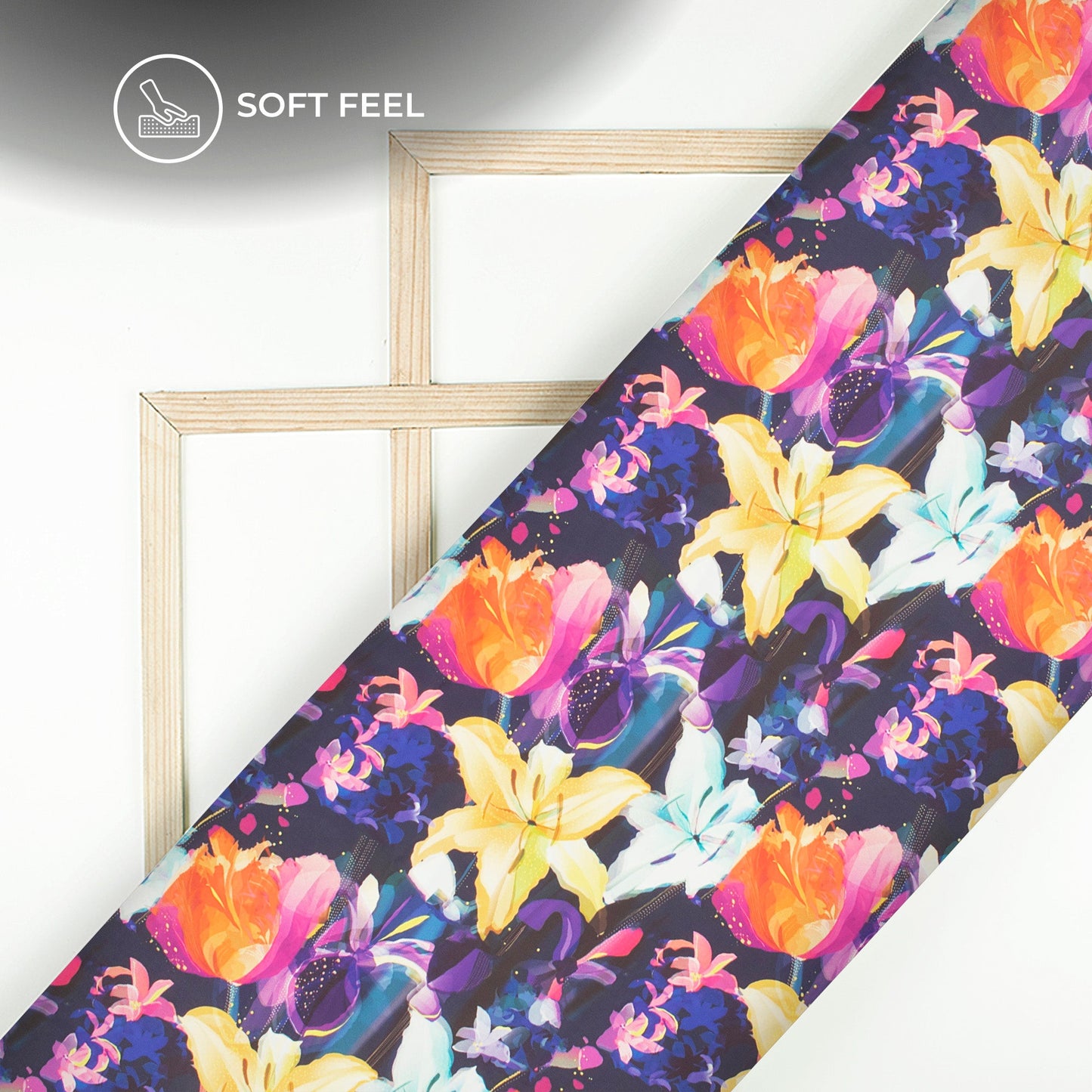 Jungle Them Abstract Floral Digital Print Imported Satin Fabric