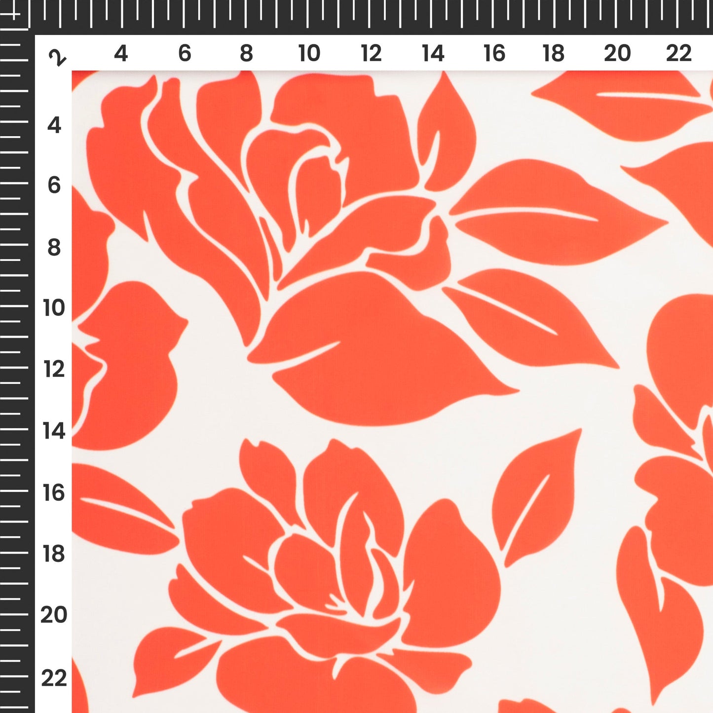 Red Pretty Garden Flower And Leaf Digital Print Imported Satin Fabric