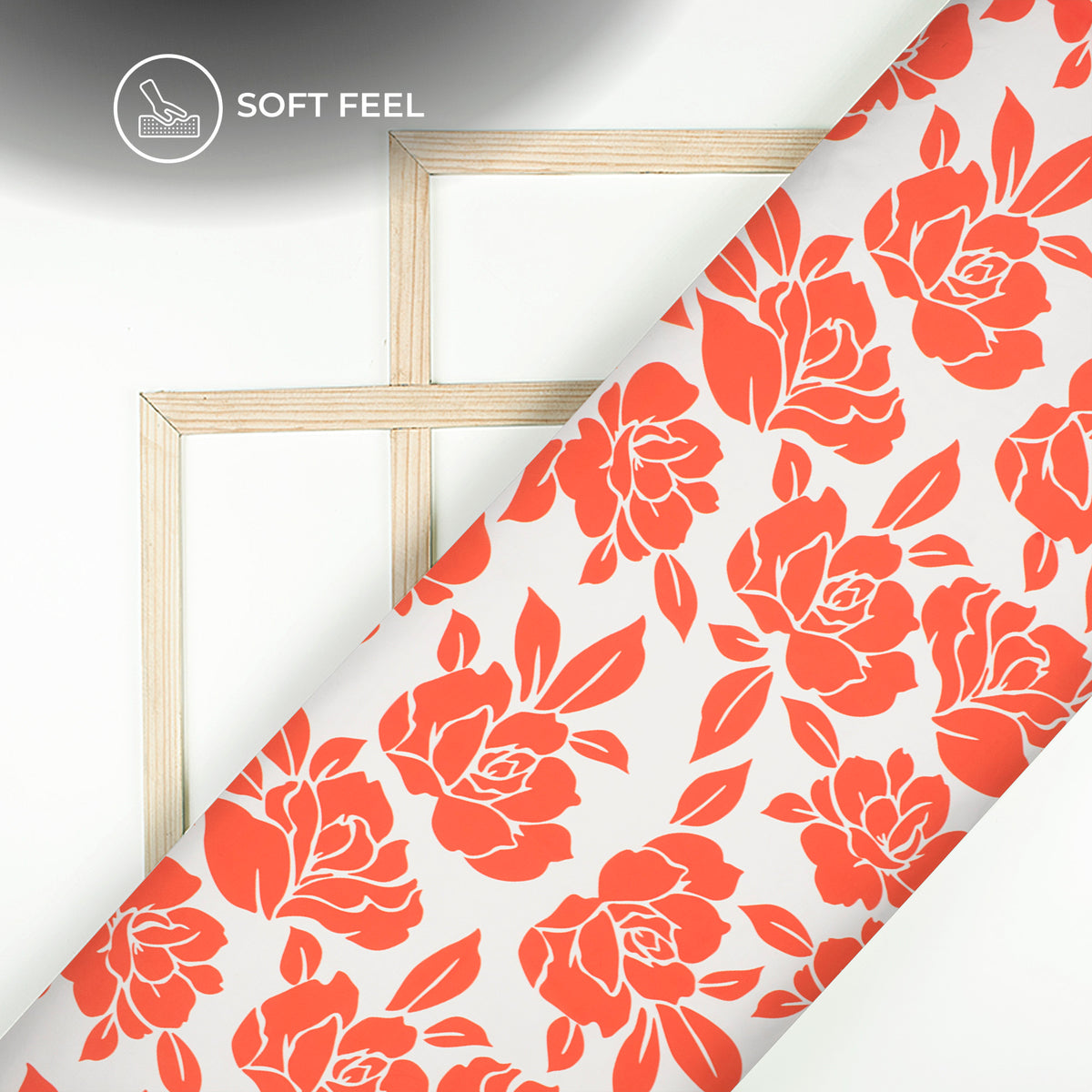 Red Pretty Garden Flower And Leaf Digital Print Imported Satin Fabric